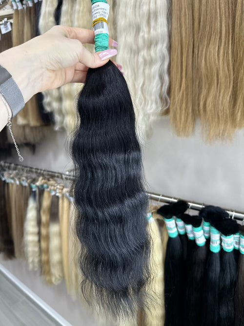 Raw Hair Extensions - Processed (wavy - Color 1 -52 cm -79 gr - 295/234)