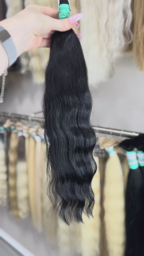 Raw Hair Extensions - Processed (wavy - Color 1 -54 cm -90 gr - 290/234)