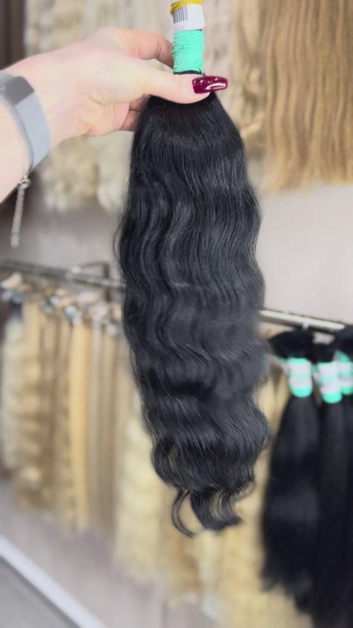 Raw Hair Extensions - Processed (wavy - Color 1 -49 cm -120 gr - 353/236)